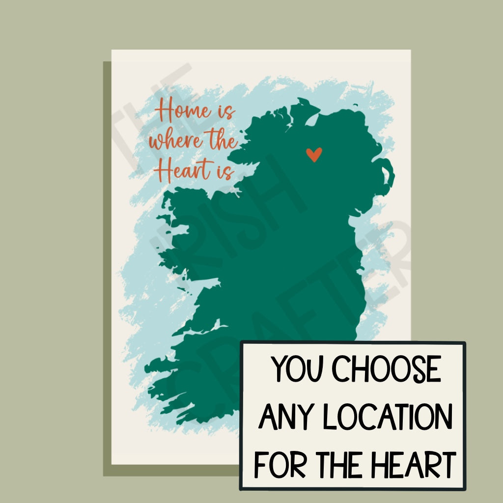 Personalised Ireland Map with Heart