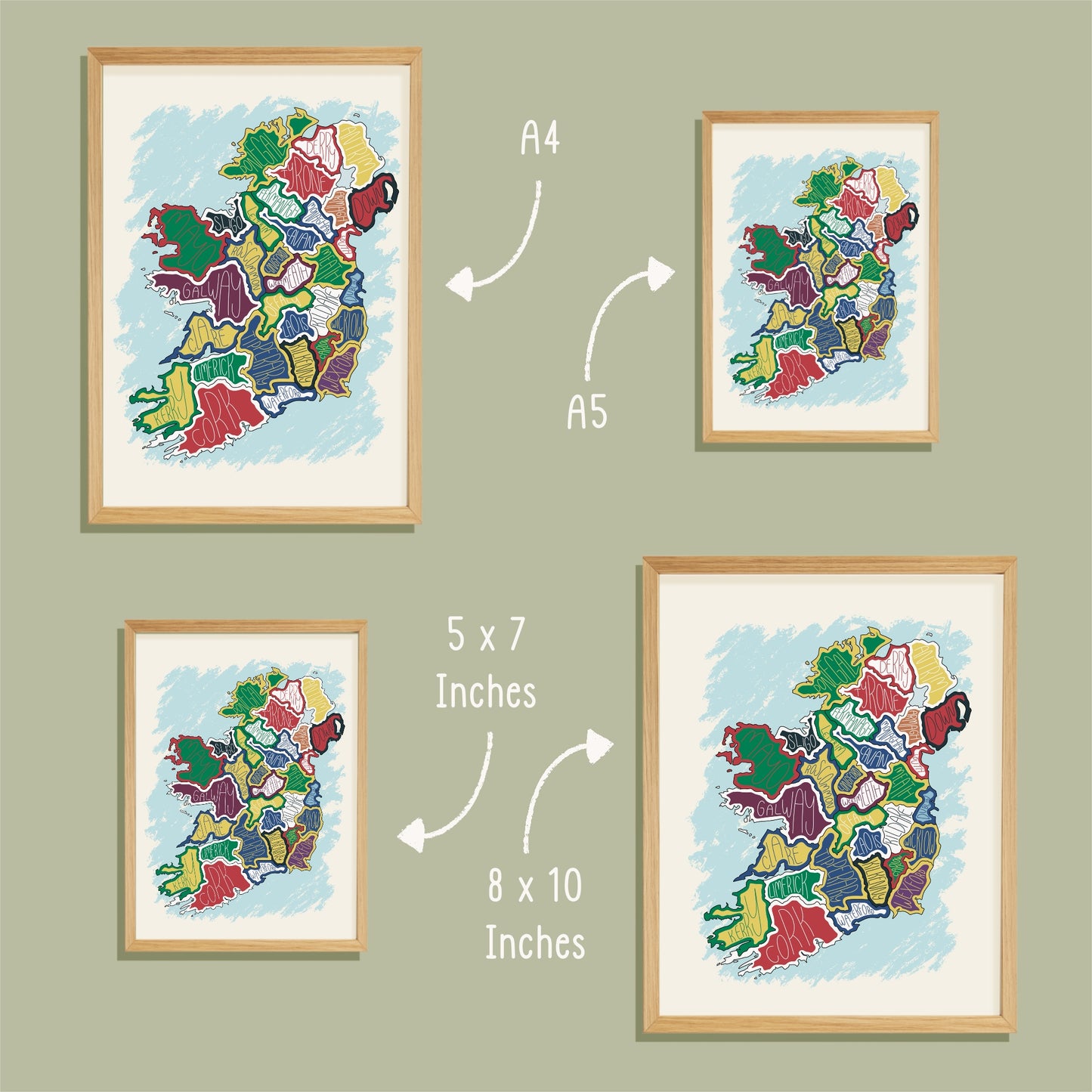 Ireland Map Print – County Colours Edition