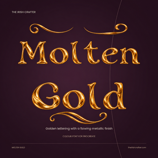 Molten Gold colour font for Procreate with gold flourishes