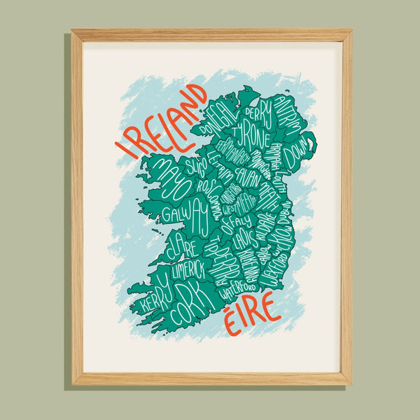 Ireland Map Print – County Names Edition