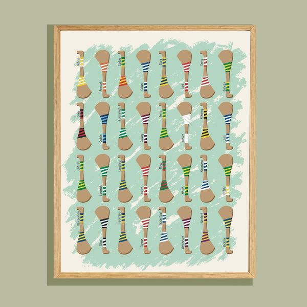 Irish County Hurleys Print