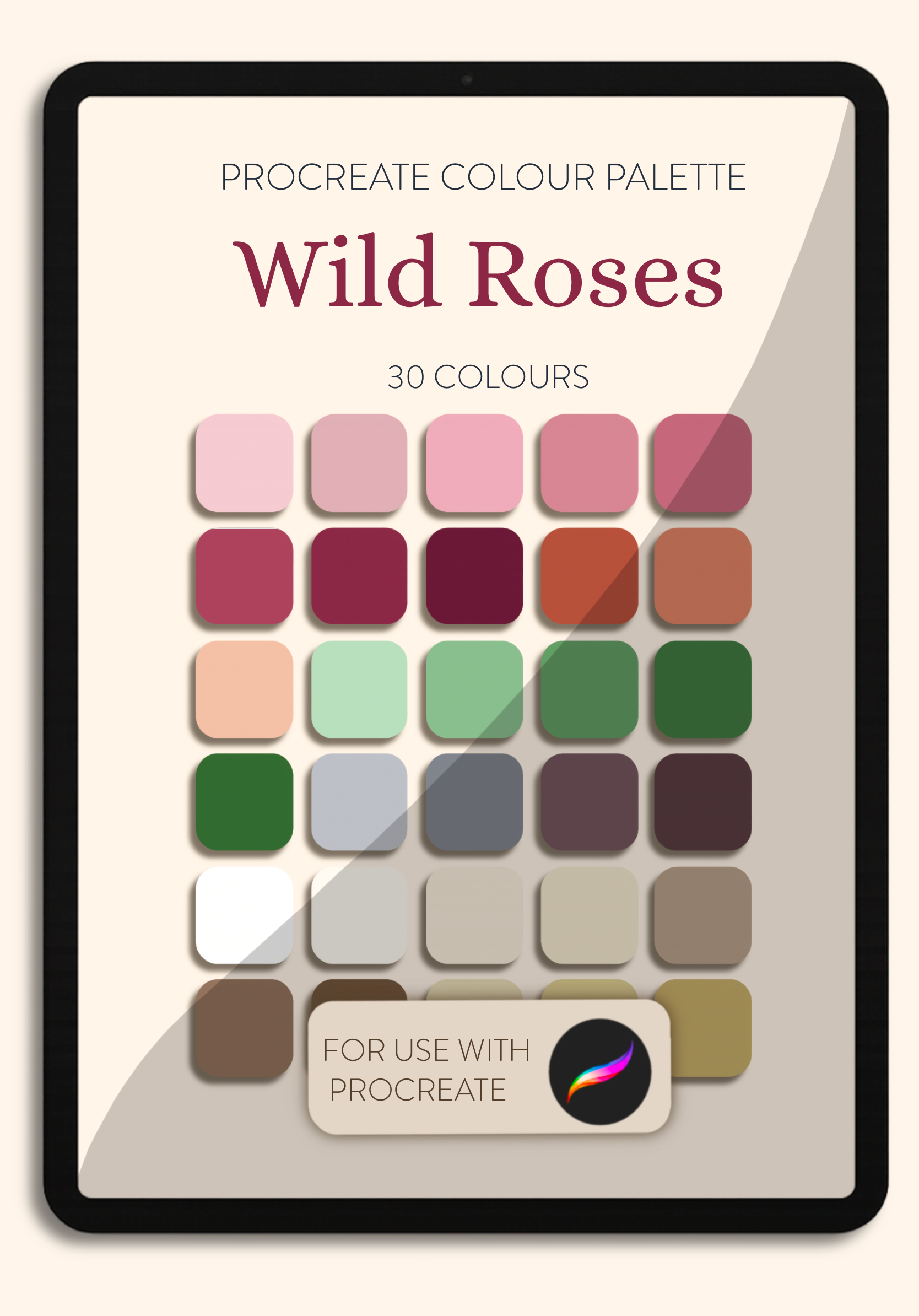Wild Roses Procreate Stamp Brushes : Floral Stamp Brush Set for iPad ...